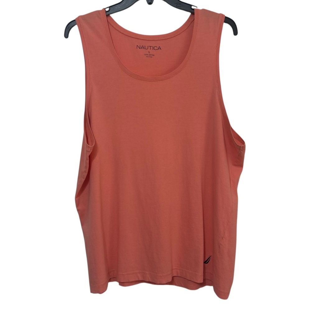 Nautica Coral Peach 100% Cotton Sleeveless Tank Top Large